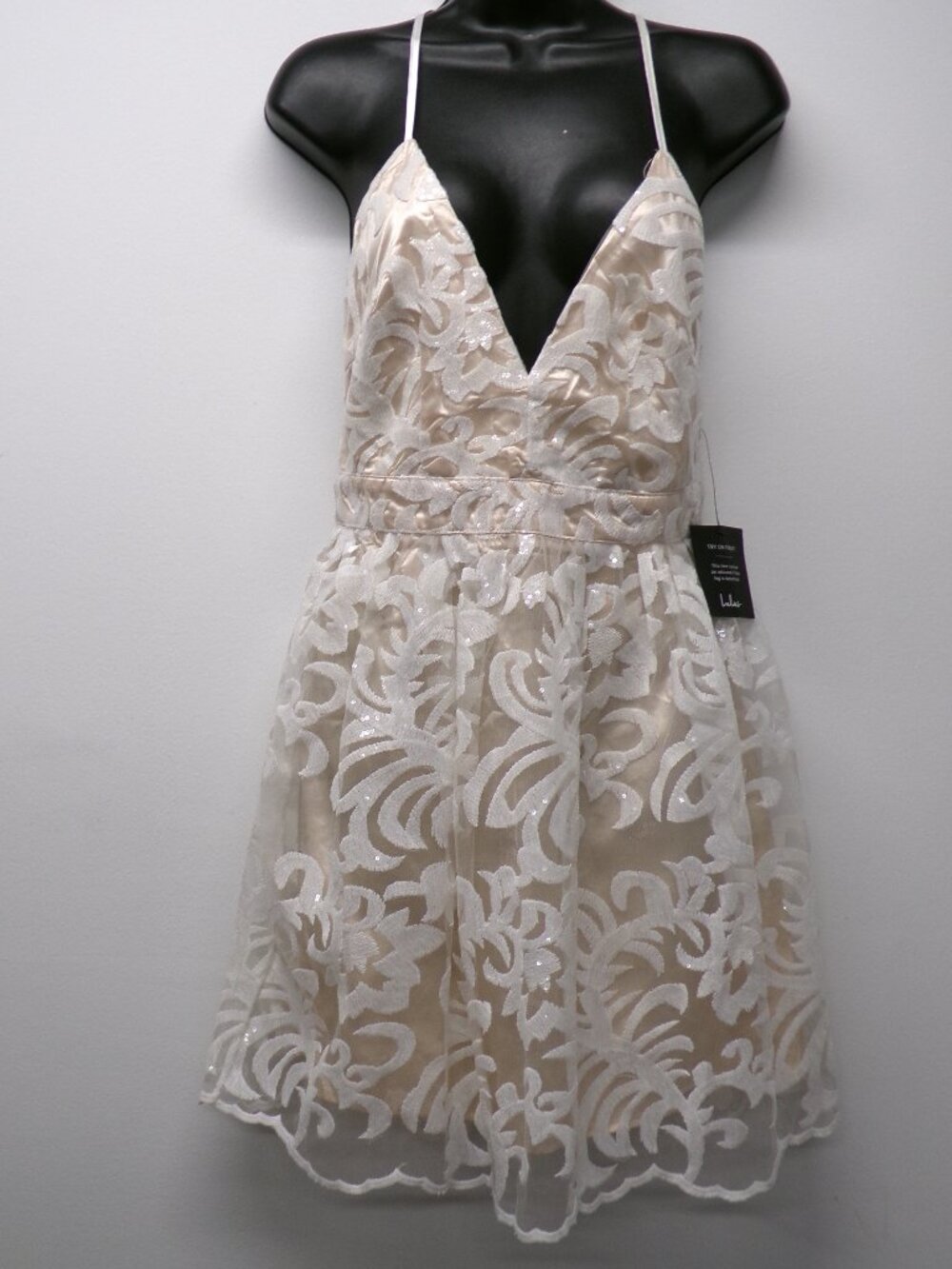 NWT Lulus Sweetest Celebrations White Sequin Skater Mini Dress sz Medium